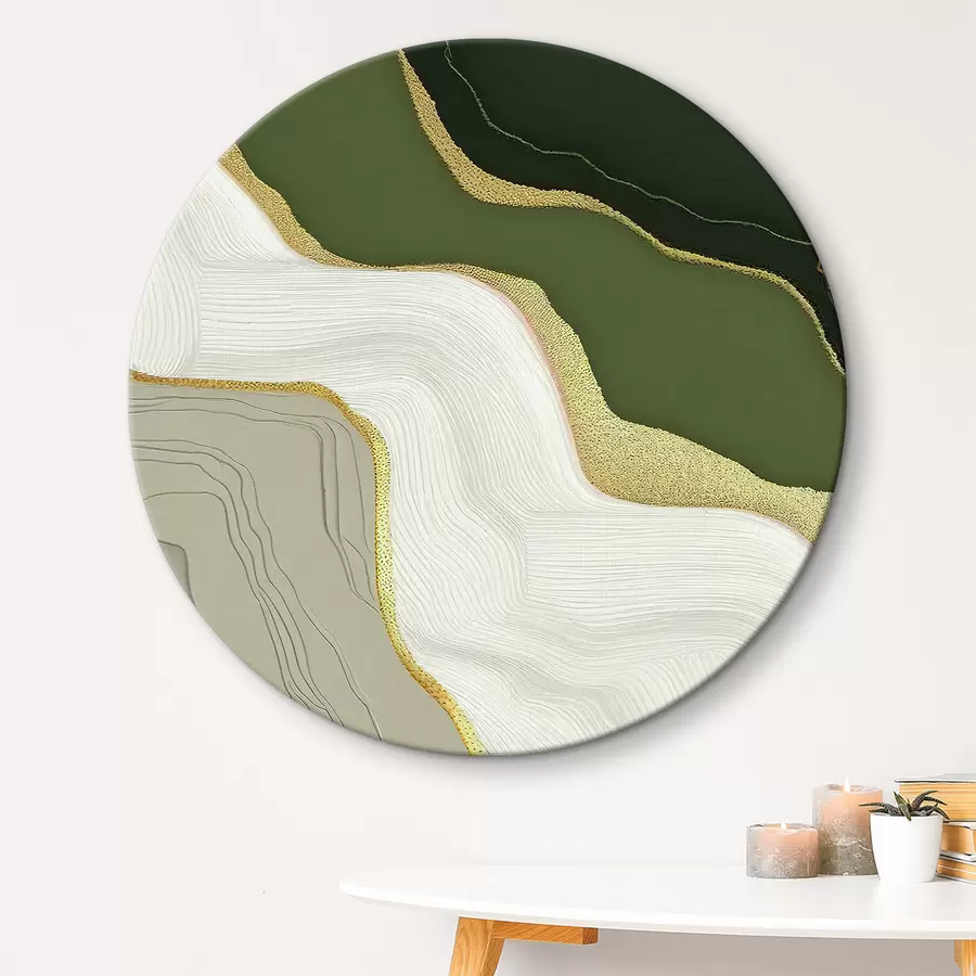 Wandbilder Ein abstraktes Ölgemälde mit schwarzen, weißen, grünen und grauen Farben r35427