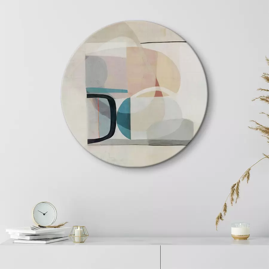 Wandbilder Geometrische Abstraktion in Beige und Blau r35802