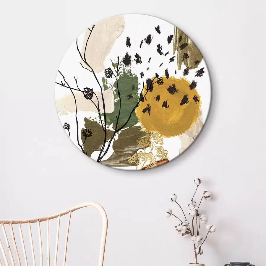 Wandbilder Aquarell Herbst Zusammensetzung der linearen Zweige, braun, gelb und grün Flecken. r35950