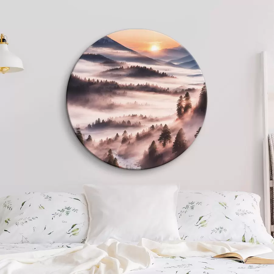 Wandbilder Blick auf den nebligen Wald r36050