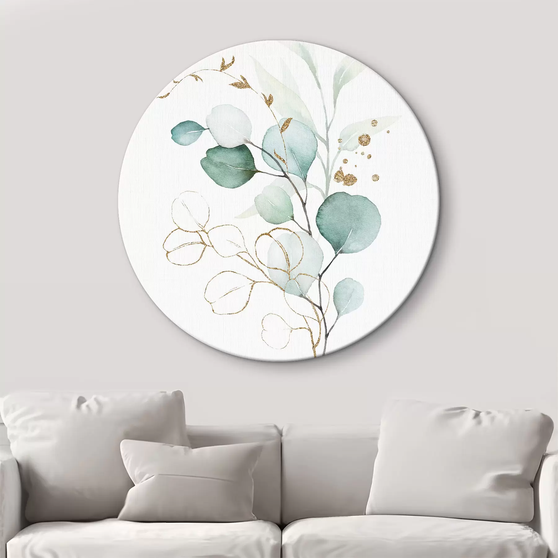 Wandbilder Aquarell mit einem Zweig mit blauen Blättern r36138