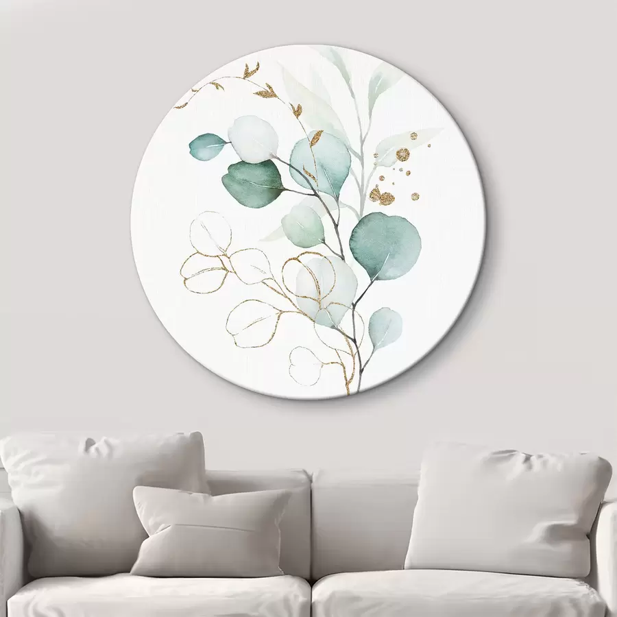 Wandbilder Aquarell mit einem Zweig mit blauen Blättern r36138