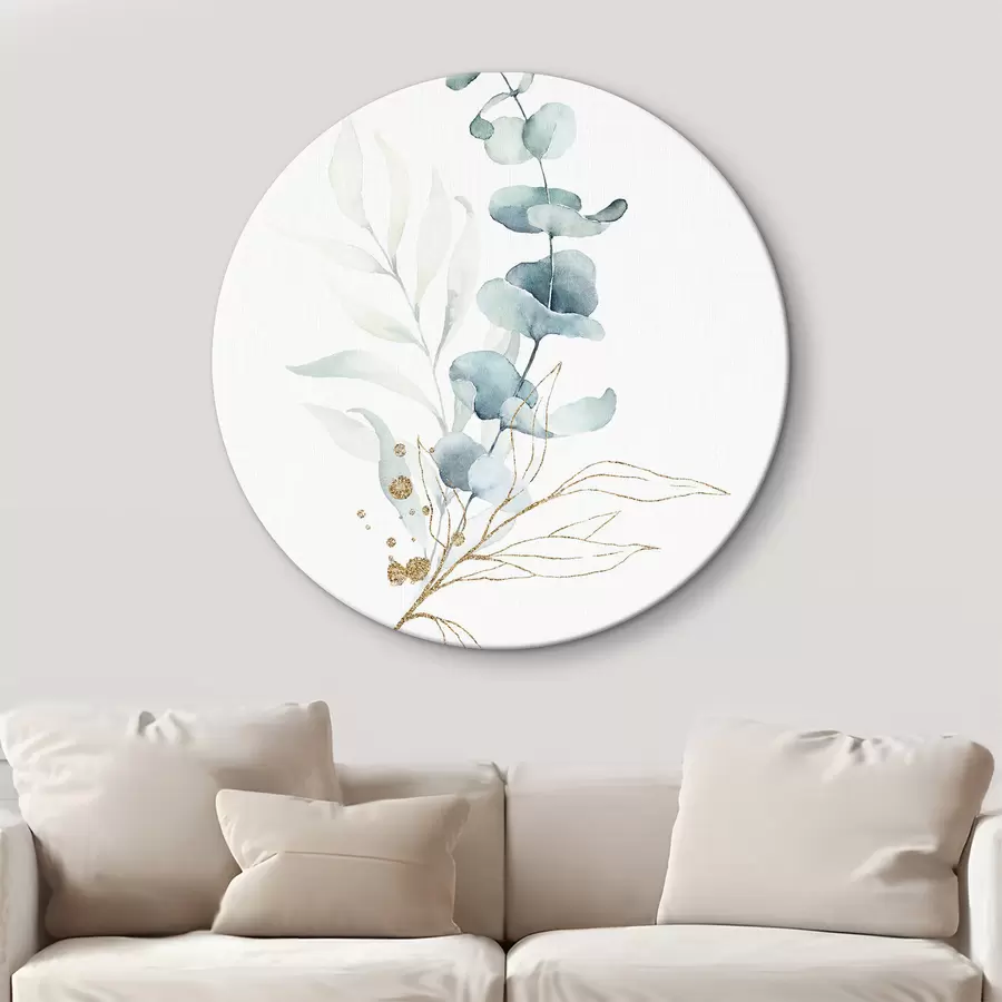 Wandbilder Abstrakte Aquarellzeichnung von Zweigen mit blauen Blättern r36139