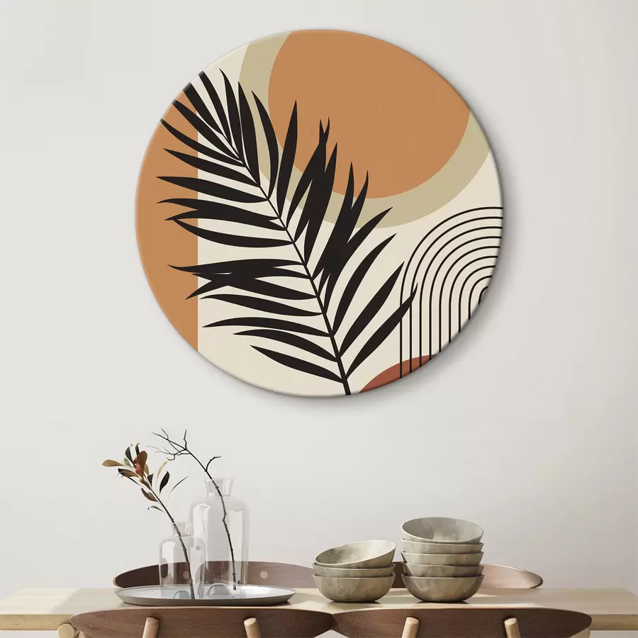 Wandbilder Palmenblatt auf einem geometrischen Hintergrund r36170