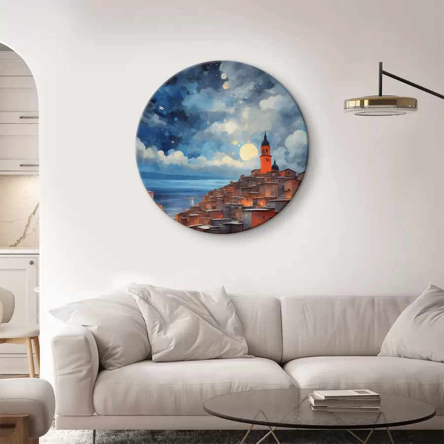 Wandbilder Blick auf eine mittelalterliche europäische Stadt r36229