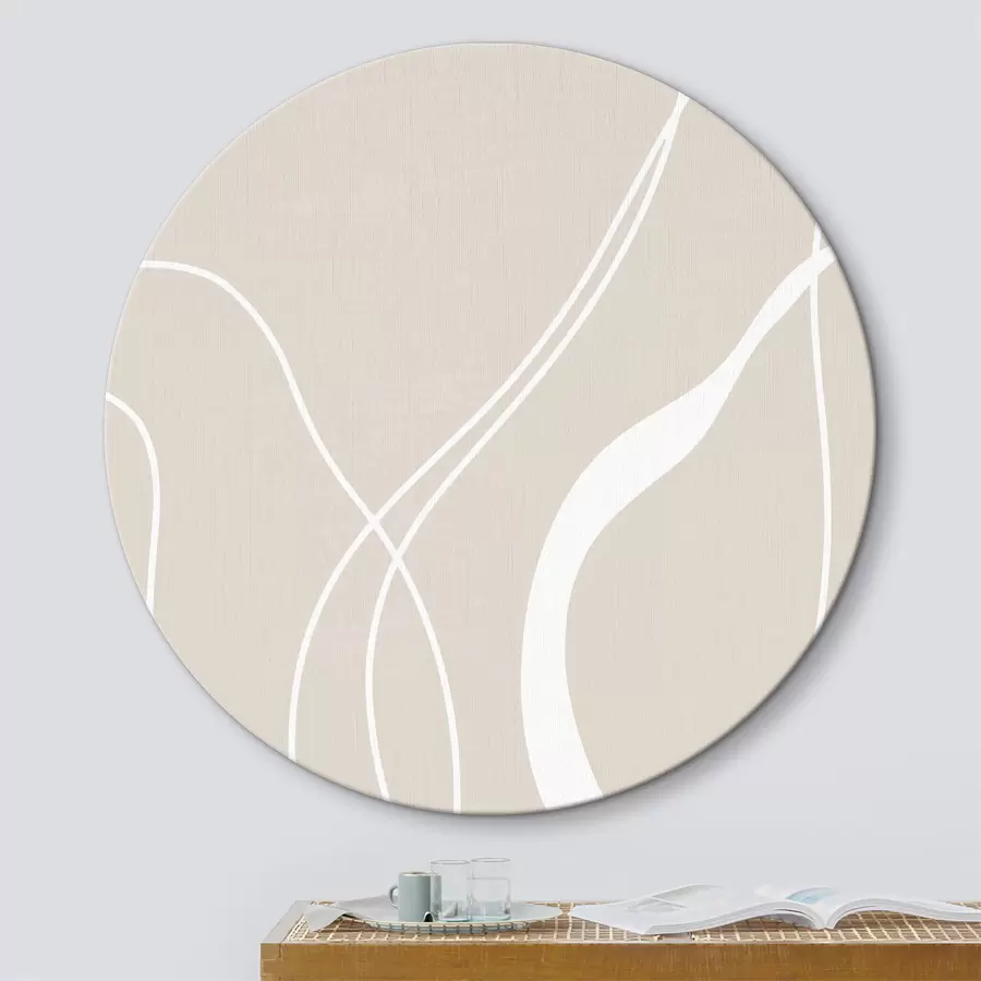 Wandbilder Weiße abstrakte Linien auf einem beigen Hintergrund r36488