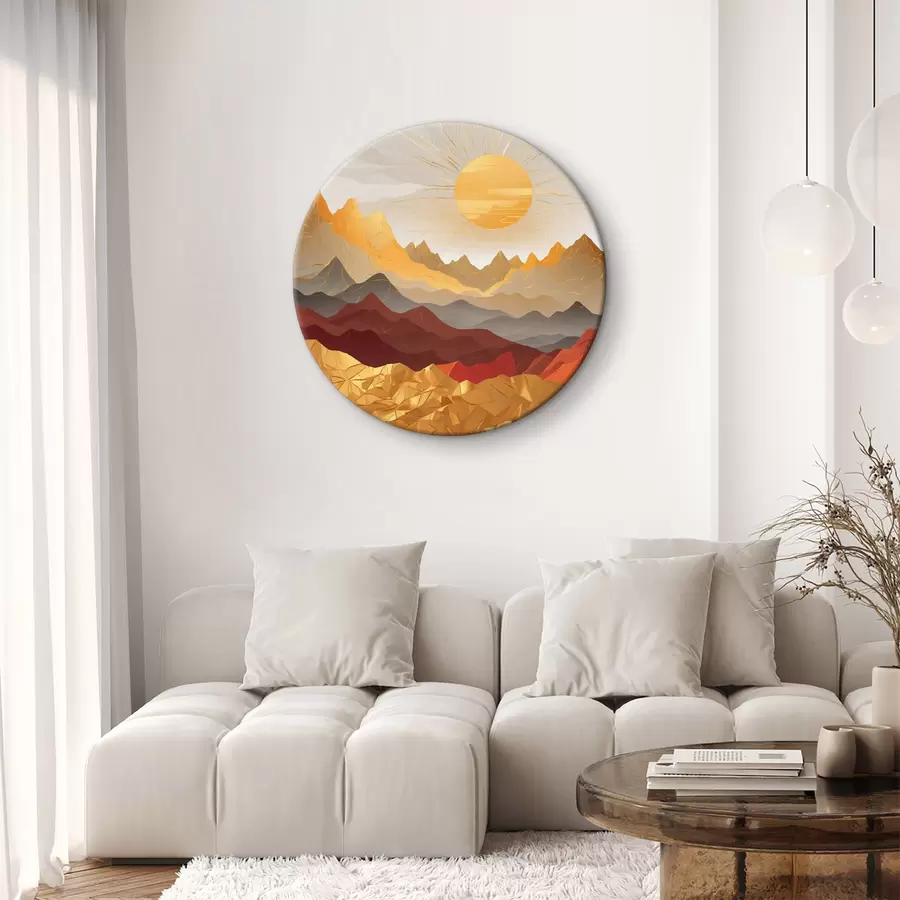 Wandbilder Sonnenaufgang über einer geometrischen Berglandschaft r36529