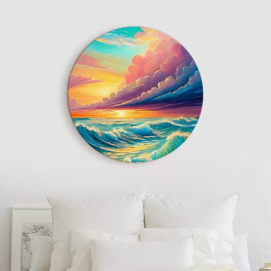 Wandbilder Die untergehenden Wellen tanzen unter dem gemalten Himmel r36588