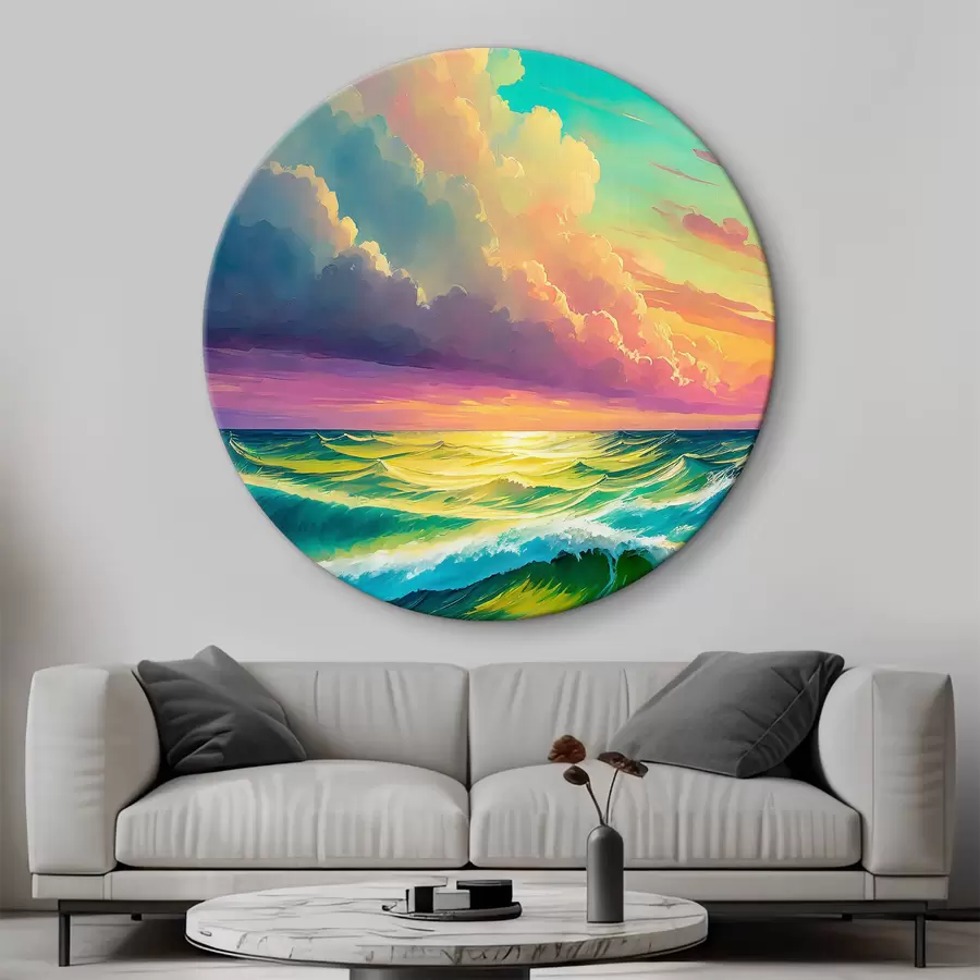 Wandbilder Die untergehenden Wellen tanzen unter dem gemalten Himmel r36589