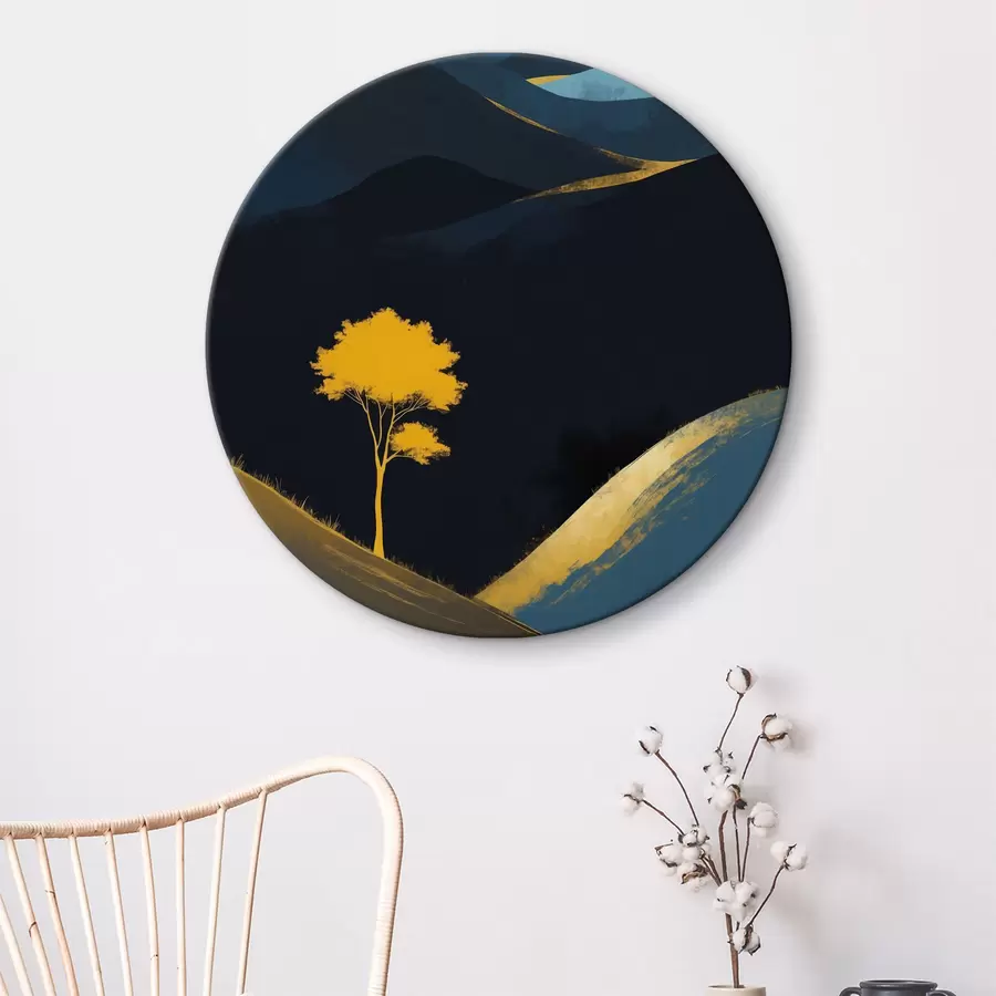 Wandbilder Ein einsamer Baum unter einem sternenlosen Nachthimmel r36639