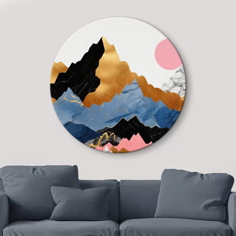 Wandbilder Abstrakte Bergschichten mit rosa Sonne r36643