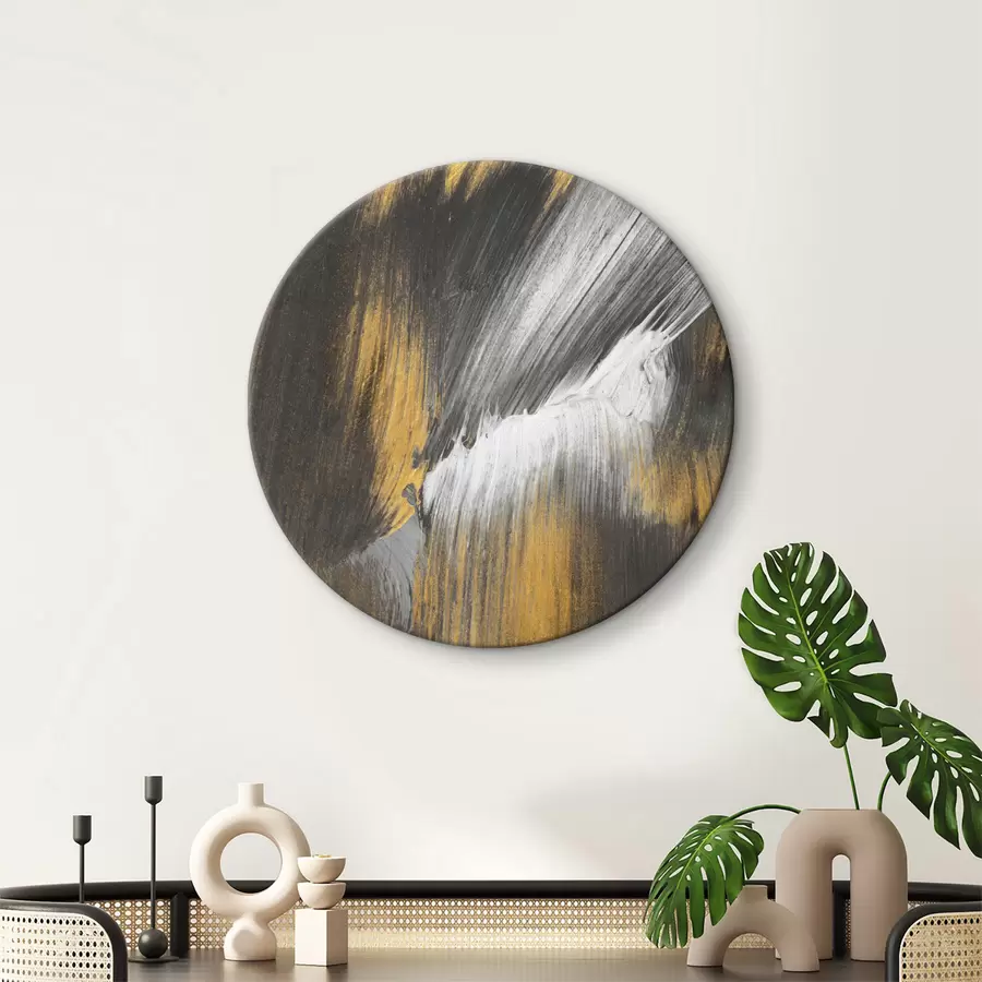 Wandbilder Pinselstriche in Grau- und Bernsteintönen r36672