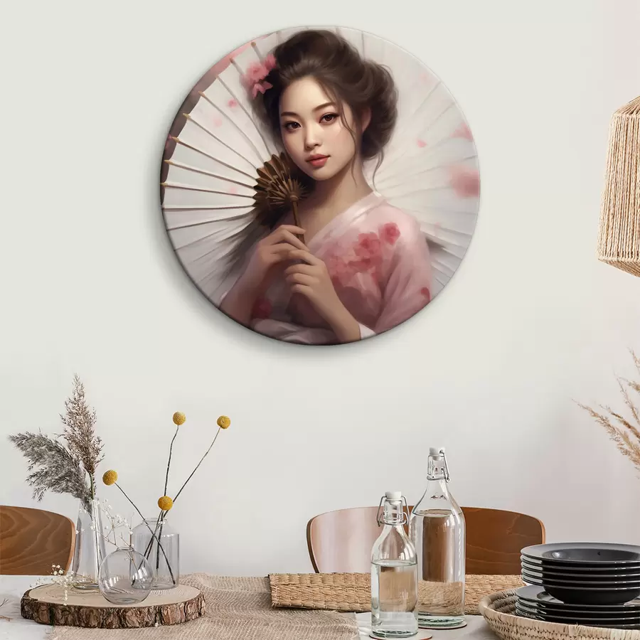 Wandbilder Frau hält einen Fächer r36803