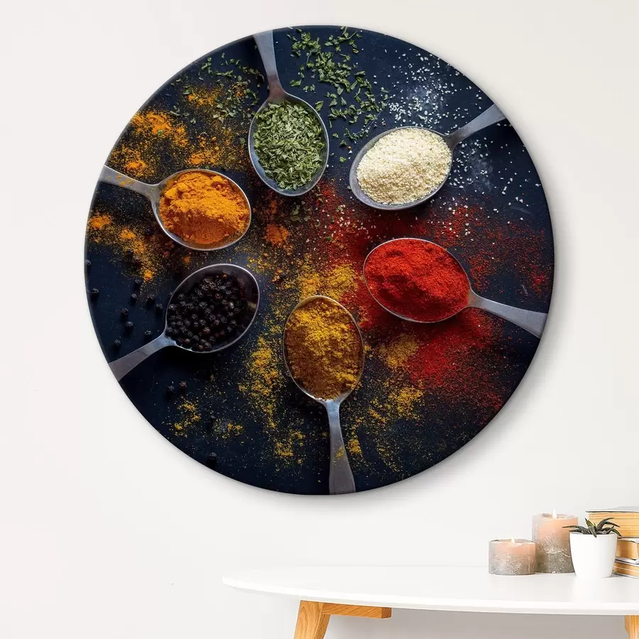 Wandbilder Gruppe von Löffeln mit verschiedenen Gewürzen r37046