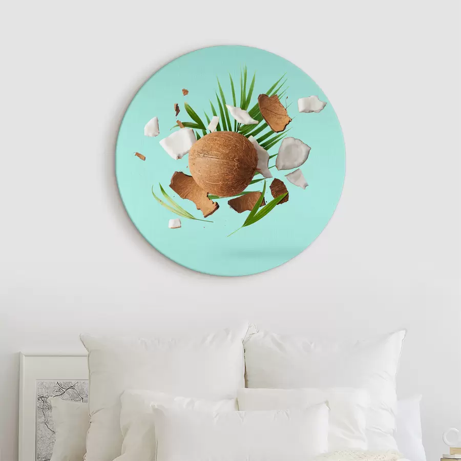 Wandbilder Kokosnuss und Palmblätter r37048
