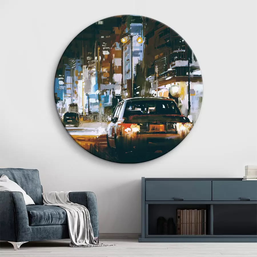 Wandbilder Stadtlandschaft und Auto bei Nacht r37085