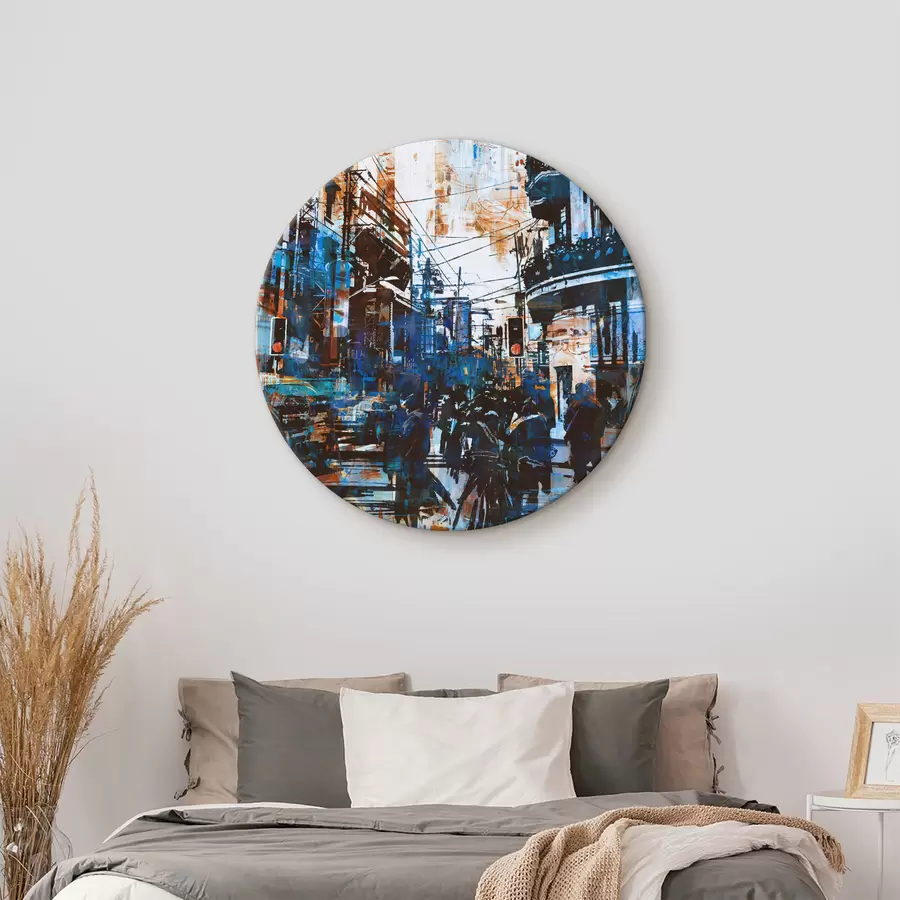 Wandbilder Straße mit Gebäuden und Menschen r37087