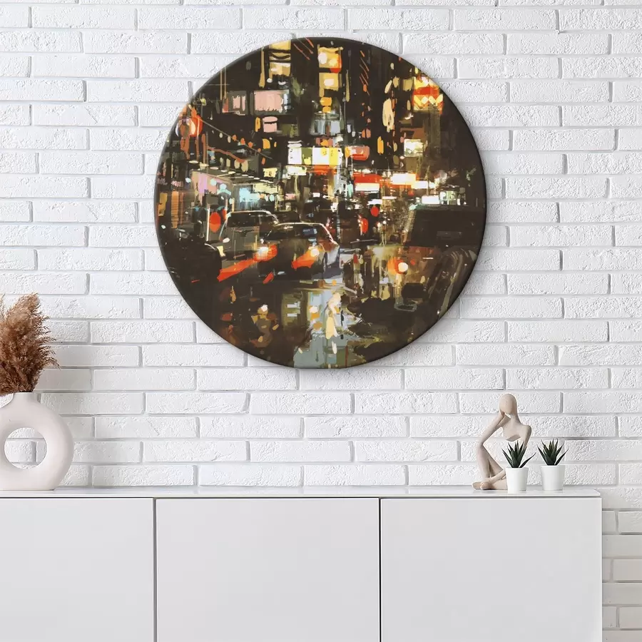 Wandbilder Stadtstraße mit Autos und Lichtern r37097