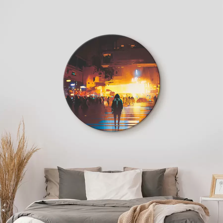 Wandbilder Eine Person, die die Straße entlanggeht r37104