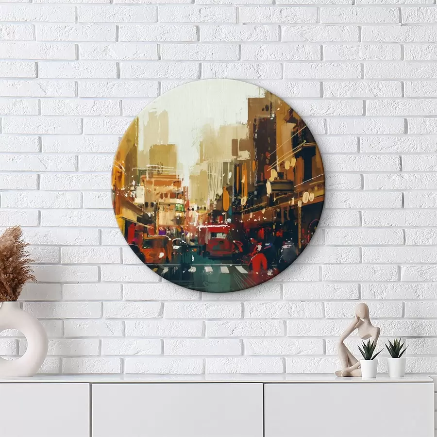 Wandbilder Stadtstraße mit Spaziergängern r37107