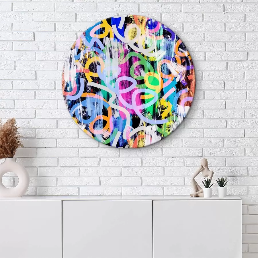 Wandbilder Buntes Muster mit weißen und blauen Kreisen r37145