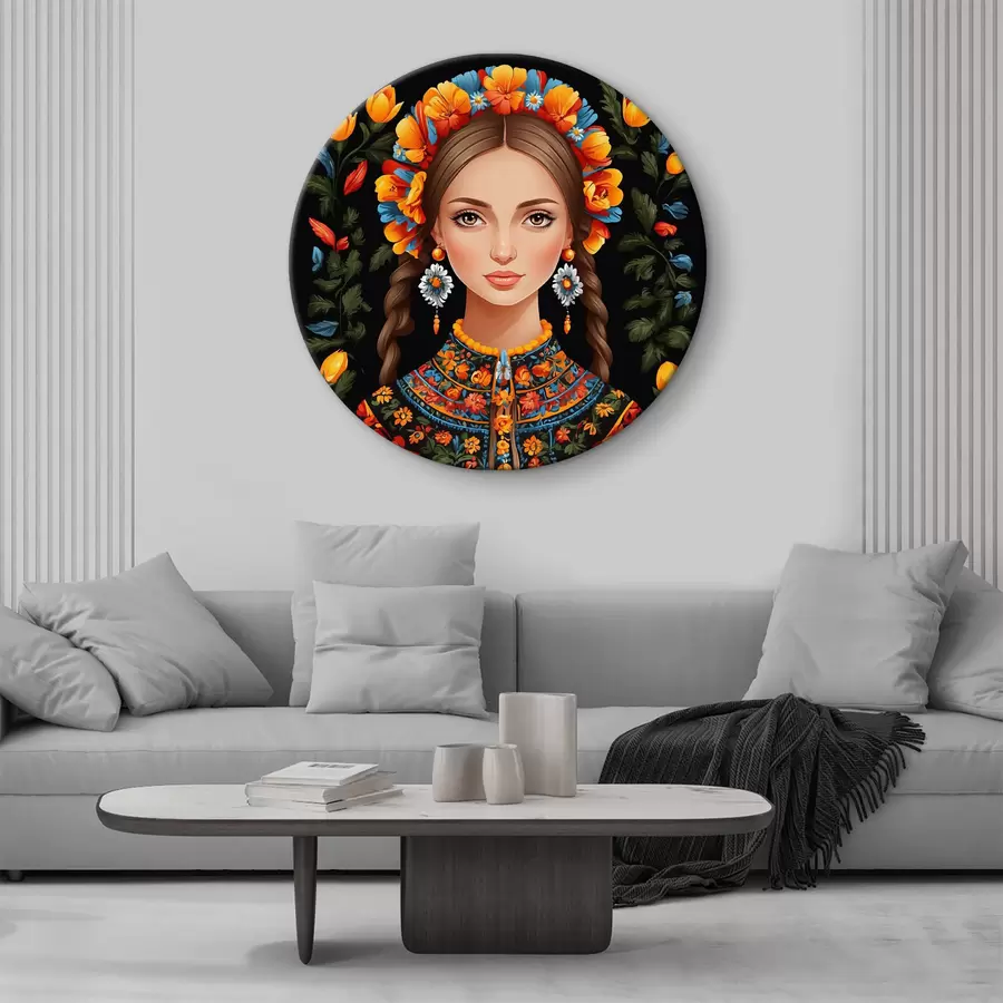 Wandbilder Frau mit Zöpfen und Blumen im Haar r37165