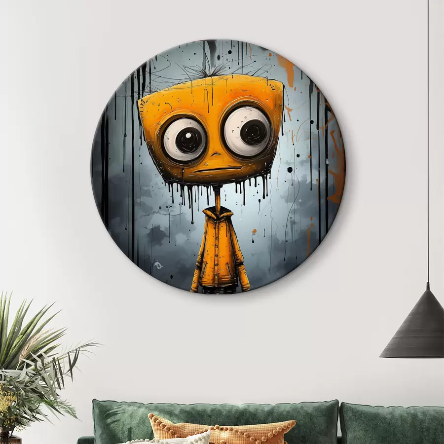 Wandbilder Cartoonfigur mit quadratischem Kopf und großen Augen r37254