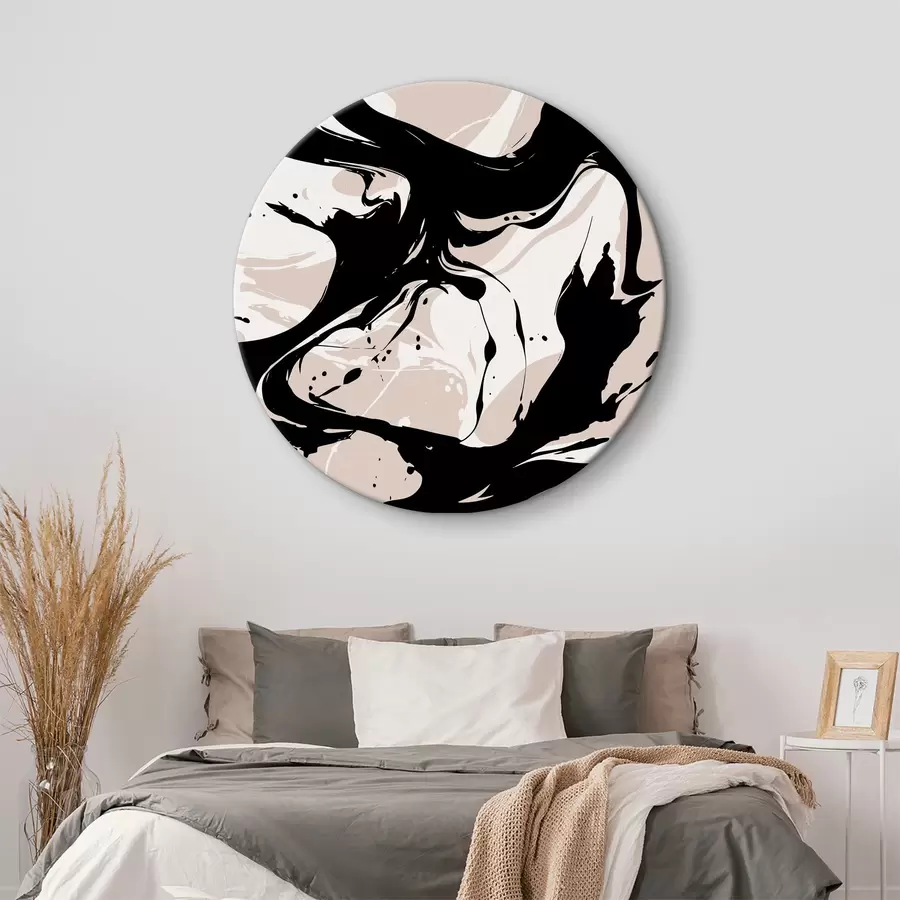 Wandbilder Schwarzer und weißer Wirbel auf beigem Hintergrund r37286