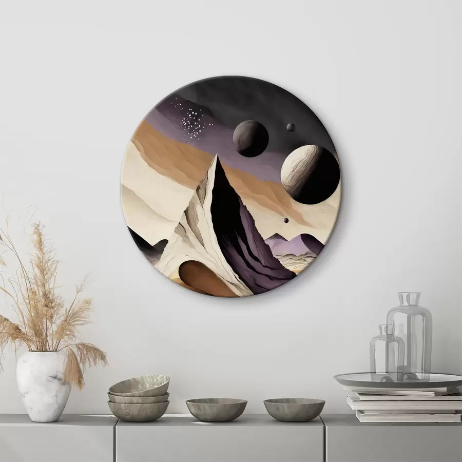 Wandbilder Abstrakte Kunst, Wüste, Berge und Felsen, lila und beige, Raum r37362