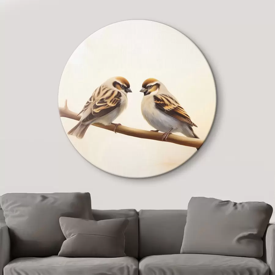 Wandbilder Zwei Spatzen auf einem Ast r37393