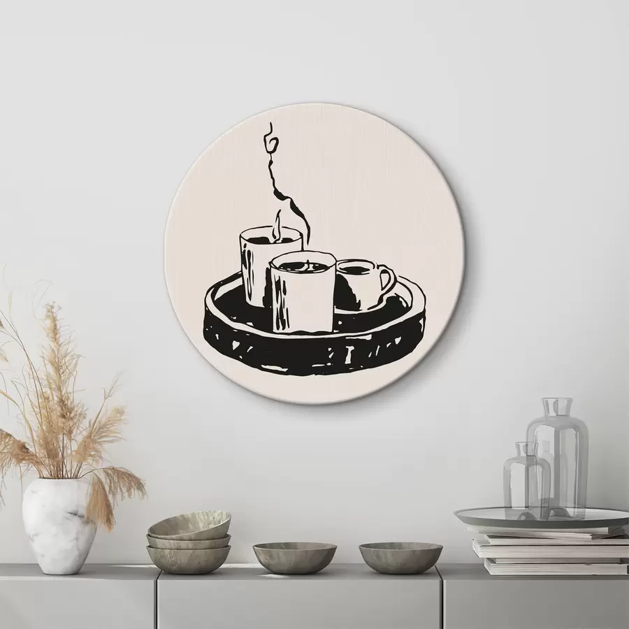 Wandbilder Zeichnung eines Tabletts mit Kaffeetassen r37405