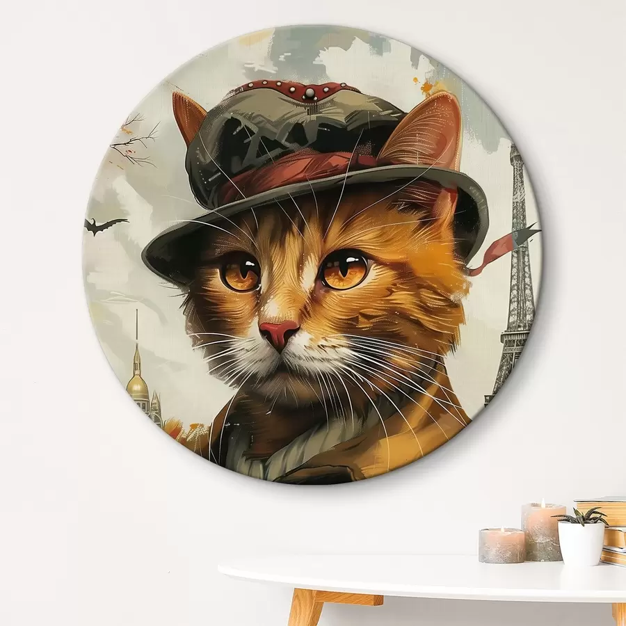 Wandbilder Katze mit Hut und Mantel r37457