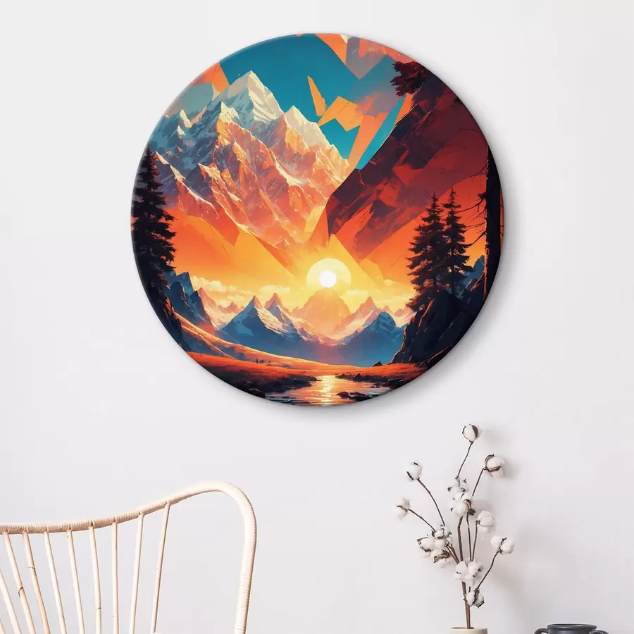 Wandbilder Berglandschaft mit Bäumen und Bergen r37532