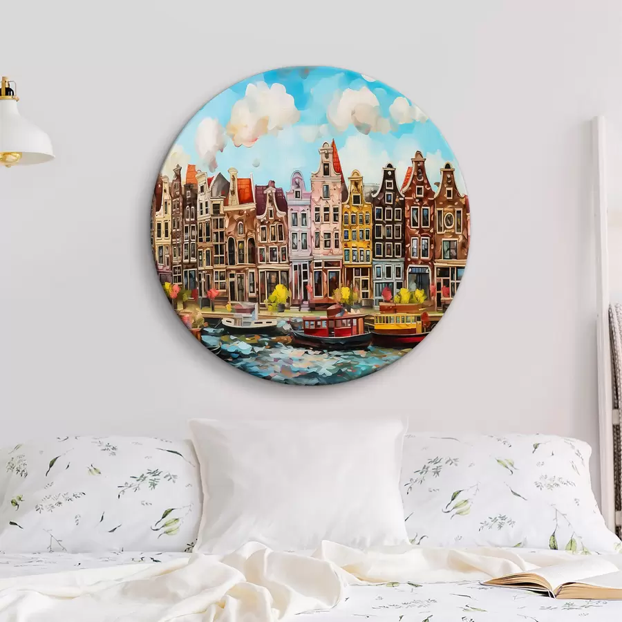 Wandbilder Aquarell, das eine Stadt darstellt r37555