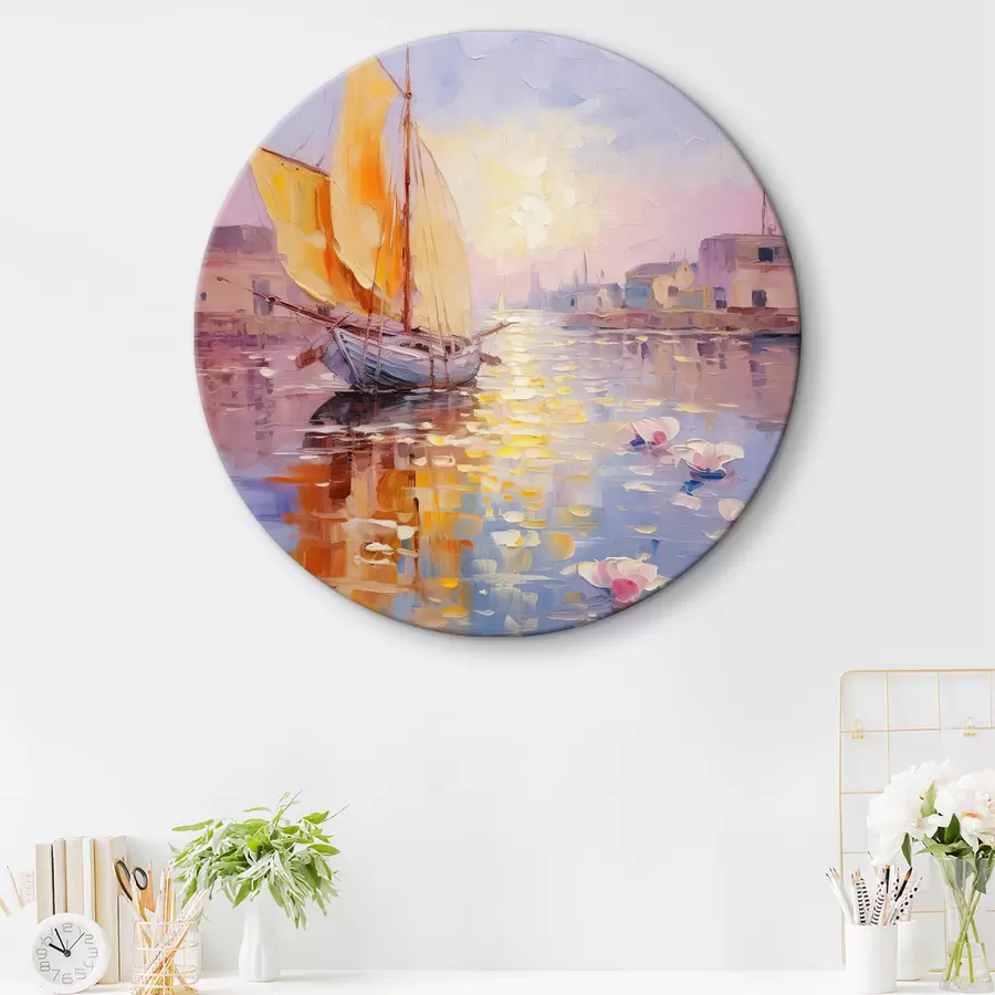 Wandbilder Segeln in den bunten Sonnenuntergang r37882