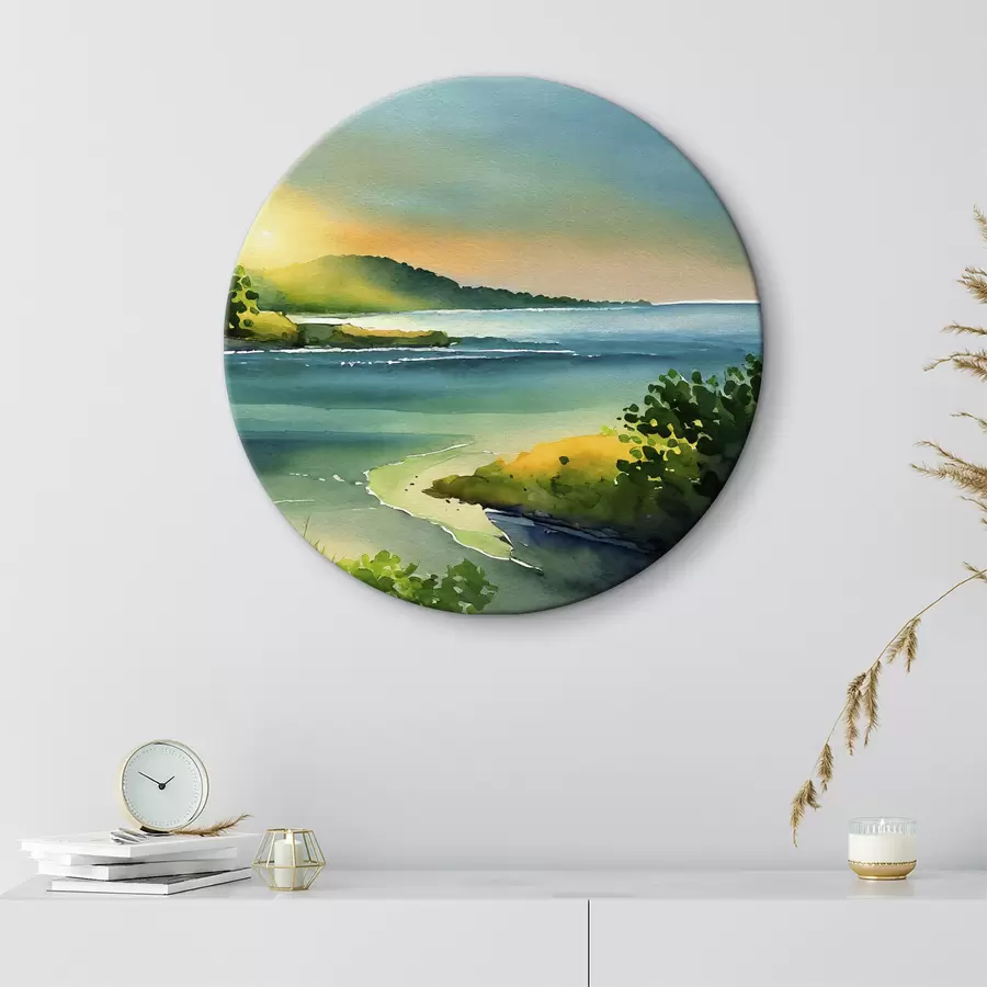 Wandbilder Ruhige Gewässer und sanfte Hügel r37955