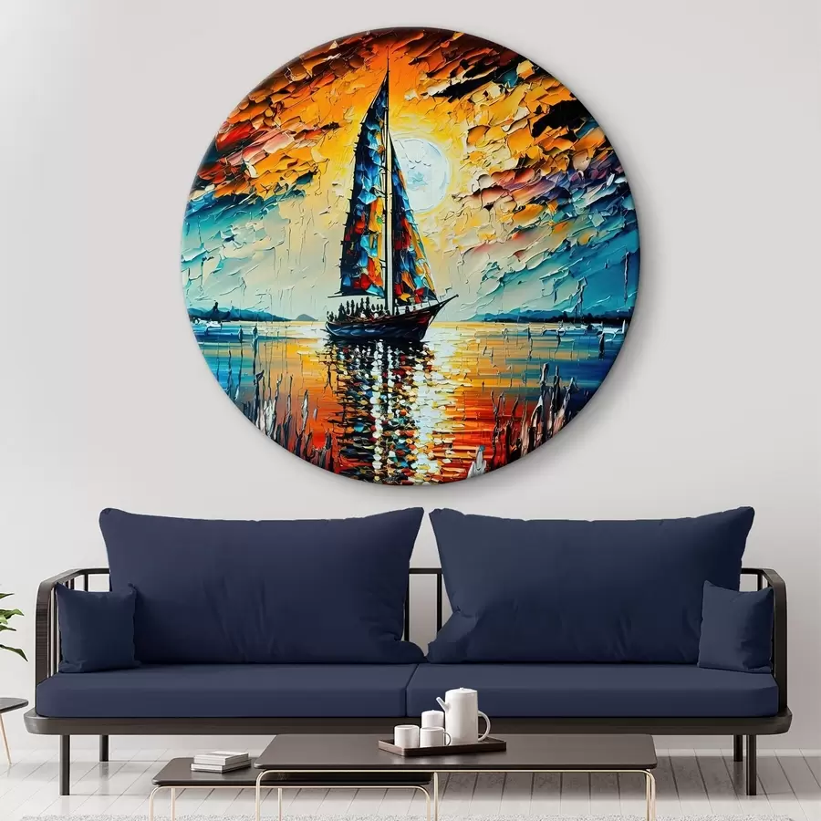 Wandbilder In den hellen Sonnenuntergang segeln r38052