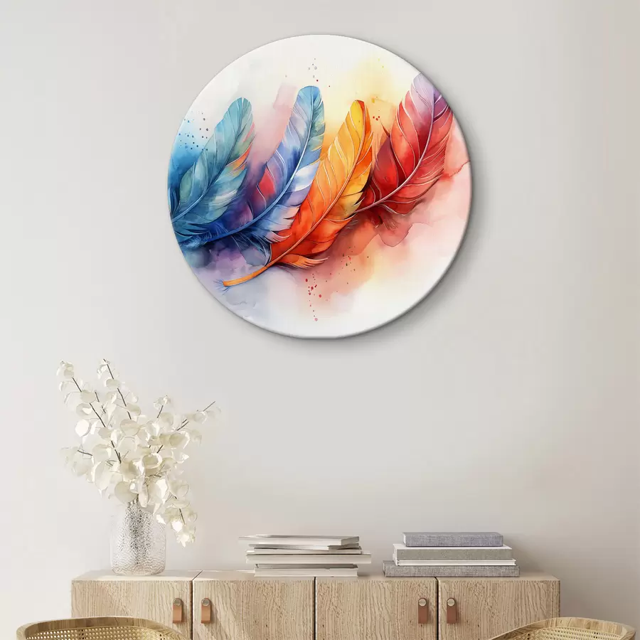 Wandbilder Bunte Federn auf einem weißen Hintergrund r38094