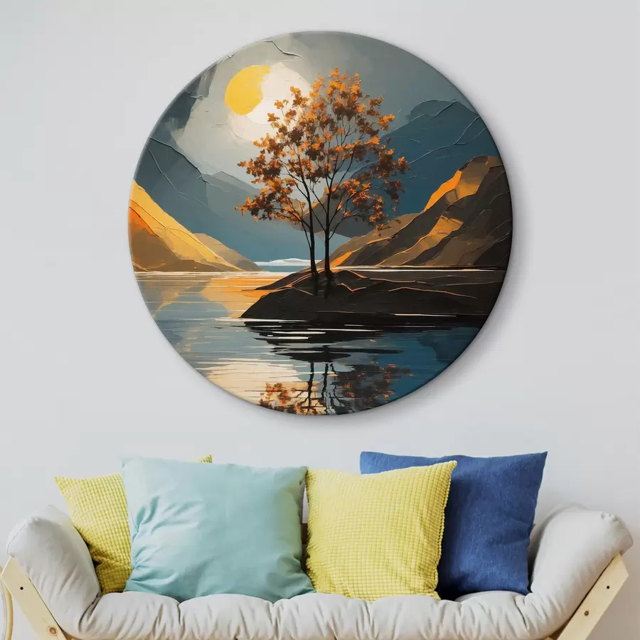 Wandbilder Ein Baum auf einer kleinen Insel im See r38112