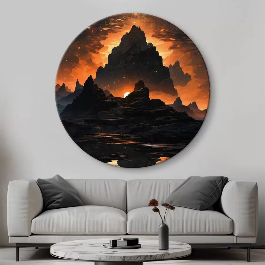 Wandbilder Gebirge mit untergehender Sonne im Hintergrund r38120