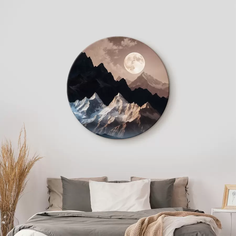 Wandbilder Mond über Bergen und Wolken r38122