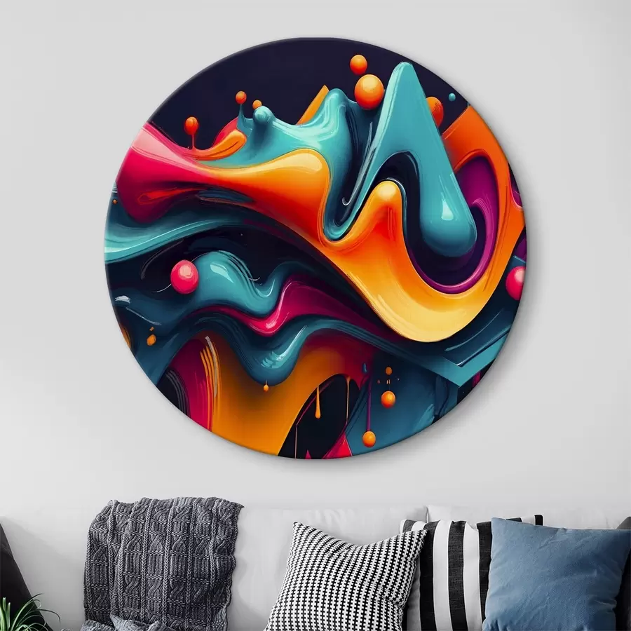 Wandbilder Bunte abstrakte fließende Formen mit lebhaften Tönen, dynamische und surreale Komposition r38163