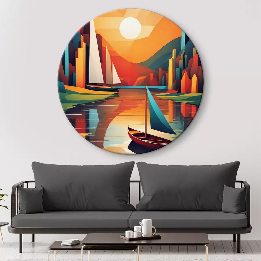 Wandbilder Boot auf dem Fluss. Vektorgrafik r38179