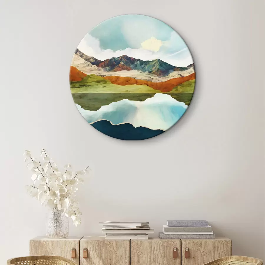 Wandbilder Wasserspiegelung auf den Bergen und dem Himmel r38193