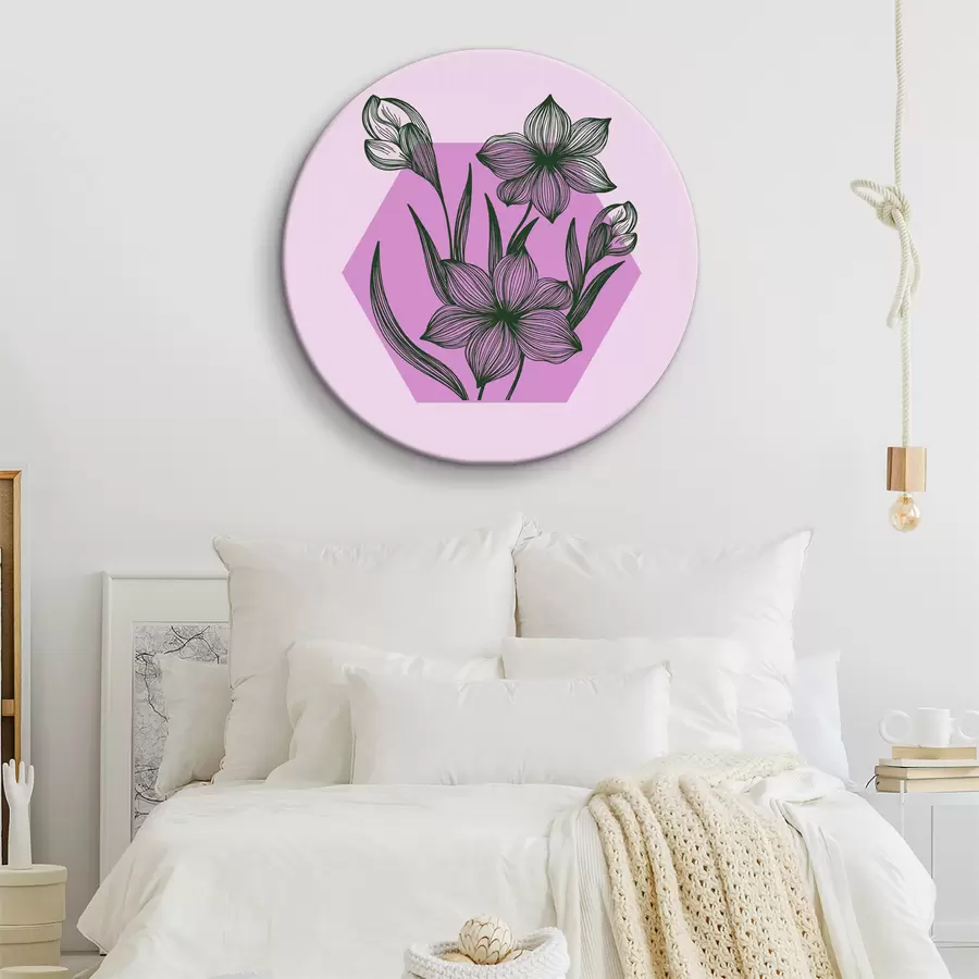 Wandbilder Zeichnung von Blumen auf einem lila Hintergrund r38213