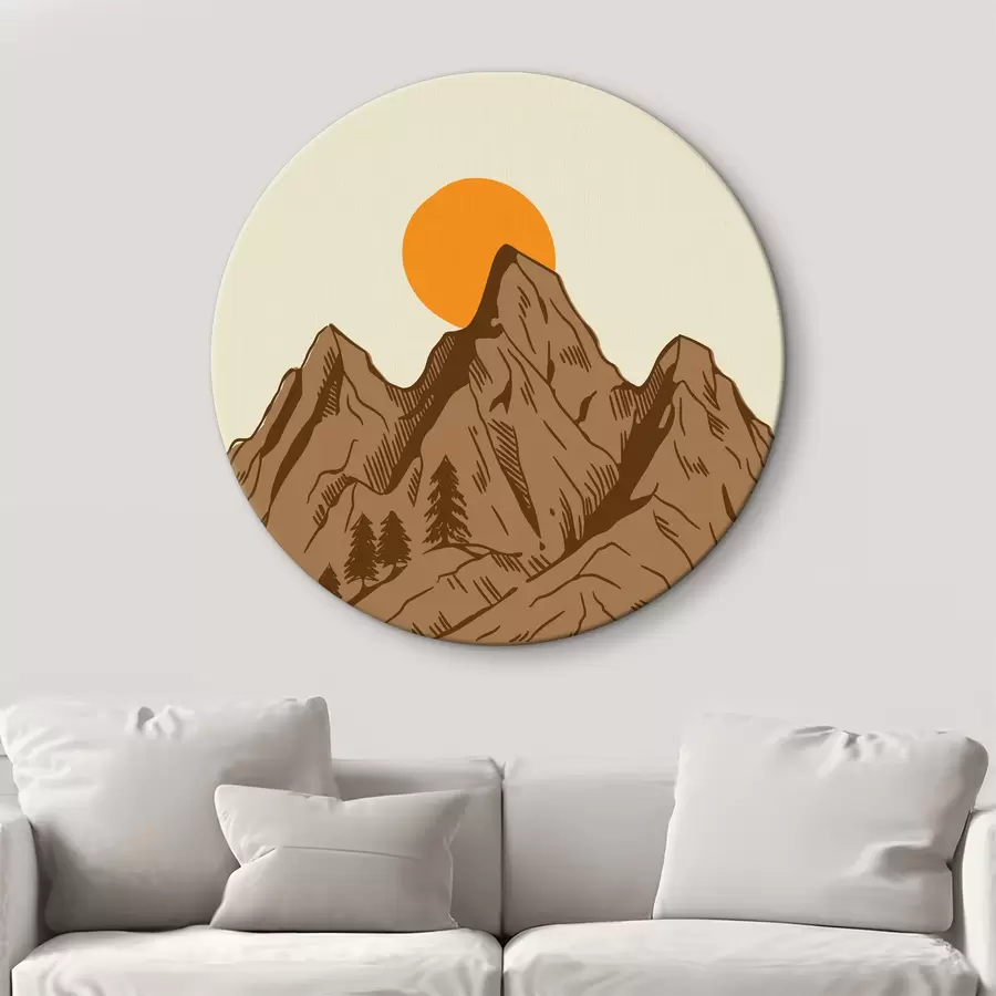 Wandbilder Berg mit Bäumen und Sonne r38228
