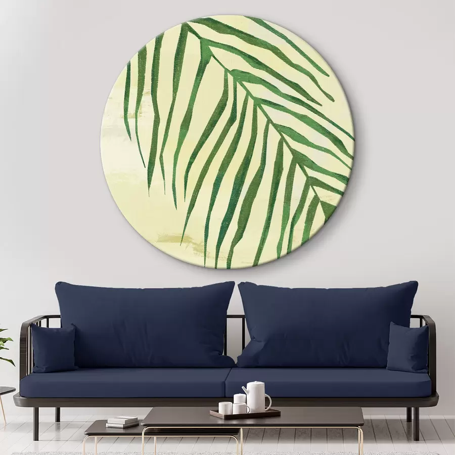 Wandbilder Palmzweig, tropisch, Nahaufnahme, Pflanze, dünne Blätter, grün und gelb r38282