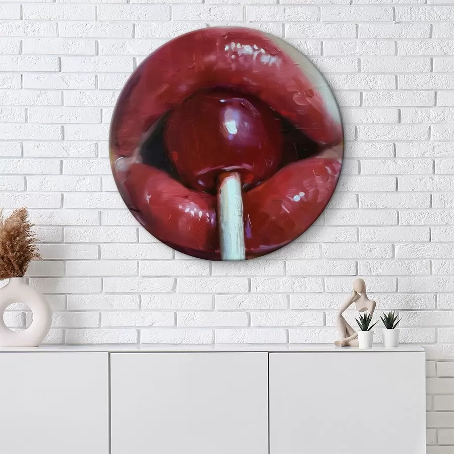 Wandbilder Nahaufnahme eines Mundes mit Lutscher. r38293