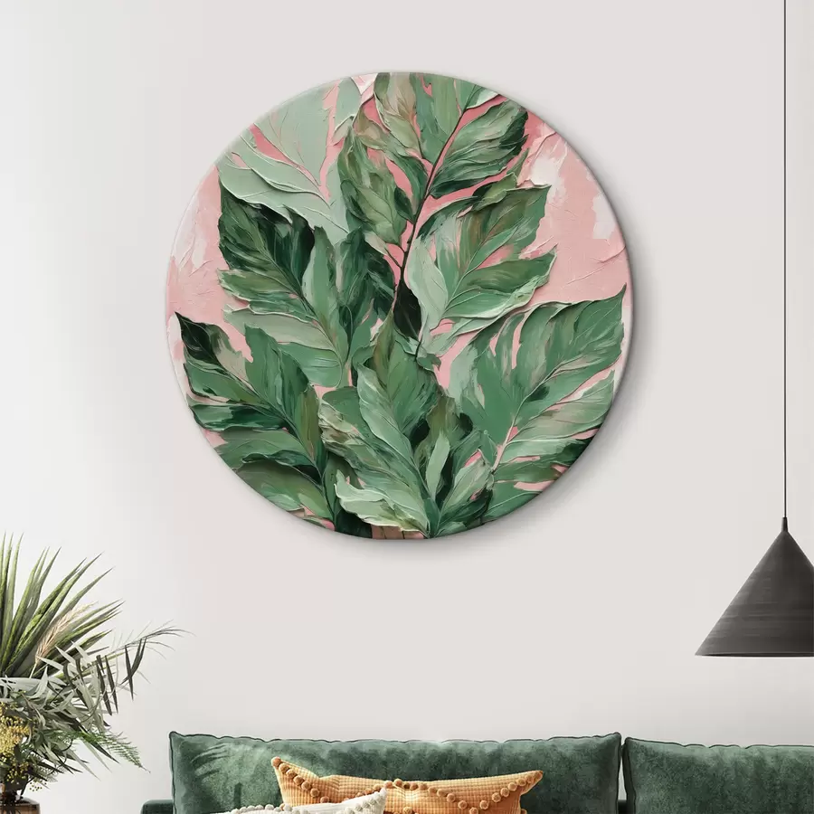 Wandbilder Bild von Blättern auf einem rosa Hintergrund r38307