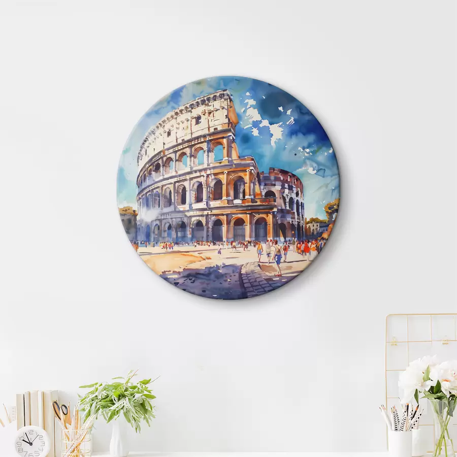 Wandbilder Aquarell eines großen Gebäudes mit vielen Bögen r38326